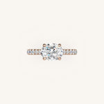Load image into Gallery viewer, The Solienne – Cathedral Solitaire Hidden Halo Engagement Ring (E-W)
