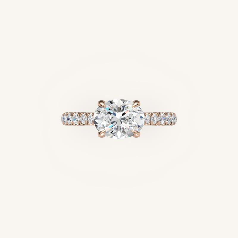 The Solienne – Cathedral Solitaire Hidden Halo Engagement Ring (E-W)