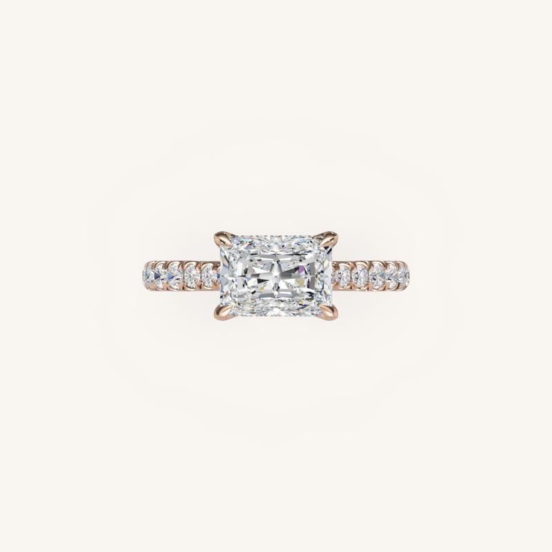 The Solienne – Cathedral Solitaire Hidden Halo Engagement Ring (E-W)