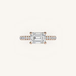 Load image into Gallery viewer, The Solienne – Cathedral Solitaire Hidden Halo Engagement Ring (E-W)
