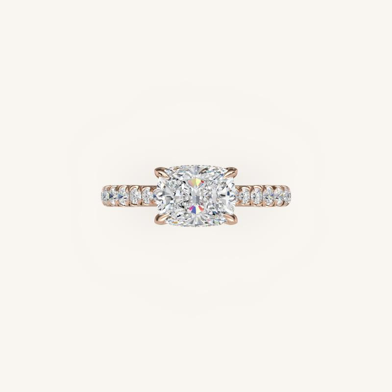 The Solienne – Cathedral Solitaire Hidden Halo Engagement Ring (E-W)