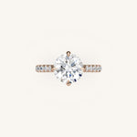 Load image into Gallery viewer, The Solienne – Cathedral Solitaire Hidden Halo Engagement Ring (E-W)
