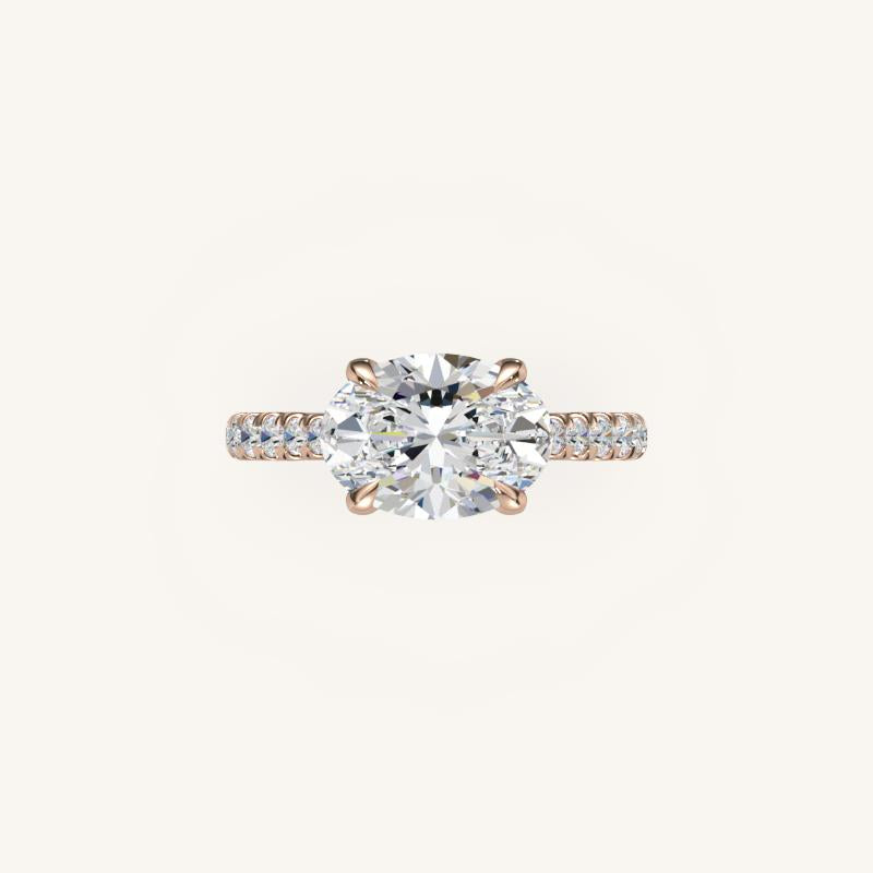The Solienne – Cathedral Solitaire Hidden Halo Engagement Ring (E-W)
