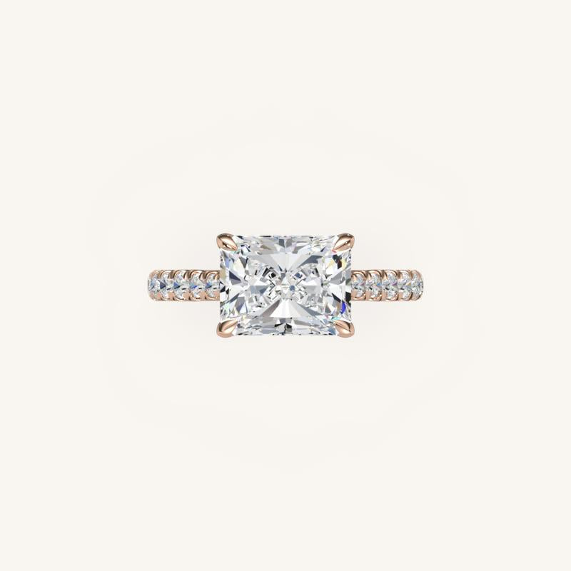 The Solienne – Cathedral Solitaire Hidden Halo Engagement Ring (E-W)