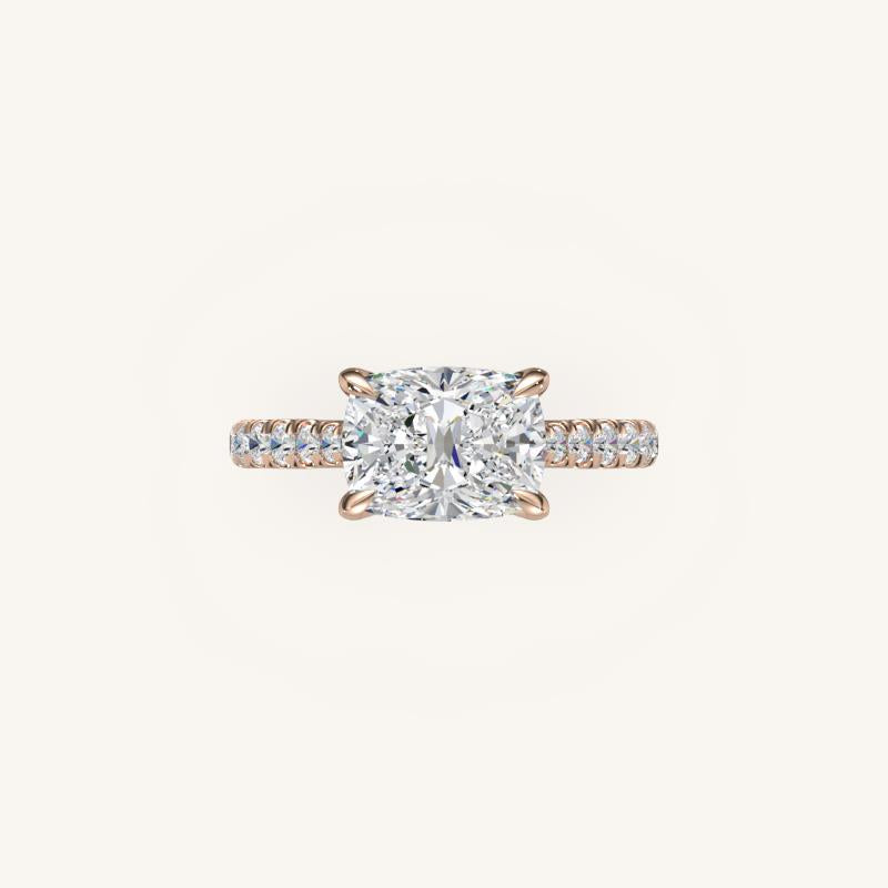 The Solienne – Cathedral Solitaire Hidden Halo Engagement Ring (E-W)
