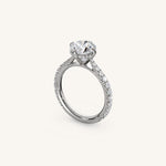 Load image into Gallery viewer, The Solienne – Cathedral Solitaire Hidden Halo Engagement Ring (E-W)
