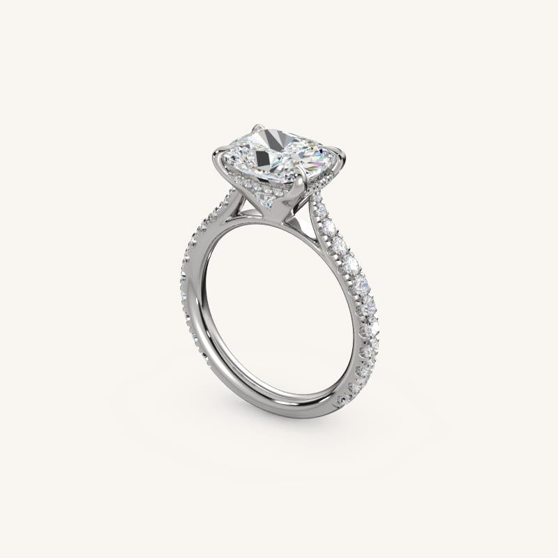 The Solienne – Cathedral Solitaire Hidden Halo Engagement Ring (E-W)