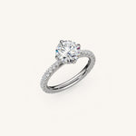 Load image into Gallery viewer, The Solienne – Cathedral Solitaire Hidden Halo Engagement Ring (E-W)
