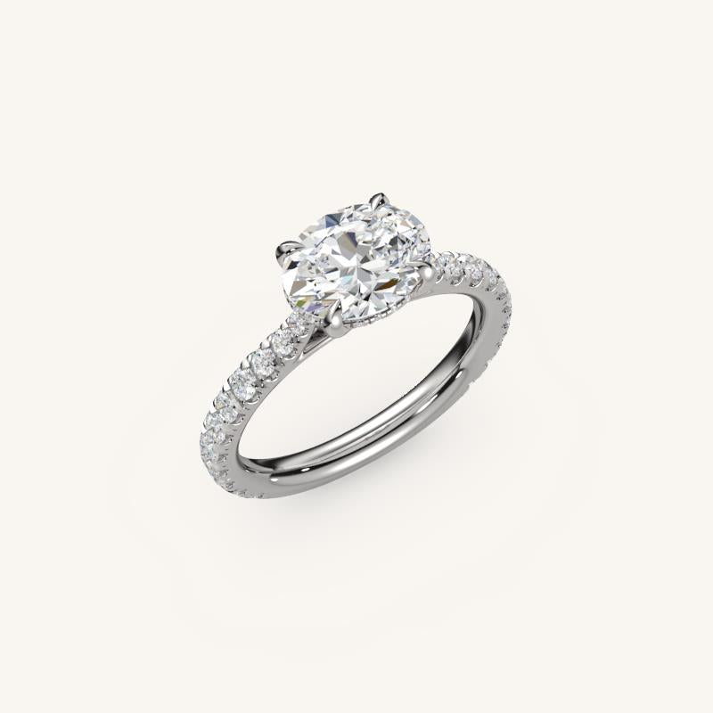 The Solienne – Cathedral Solitaire Hidden Halo Engagement Ring (E-W)