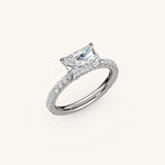 Load image into Gallery viewer, The Solienne – Cathedral Solitaire Hidden Halo Engagement Ring (E-W)
