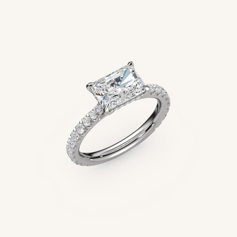 The Solienne – Cathedral Solitaire Hidden Halo Engagement Ring (E-W)