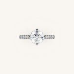 Load image into Gallery viewer, The Solienne – Cathedral Solitaire Hidden Halo Engagement Ring (E-W)
