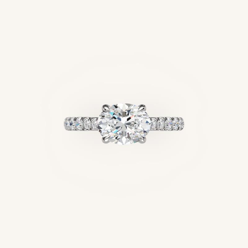 The Solienne – Cathedral Solitaire Hidden Halo Engagement Ring (E-W)