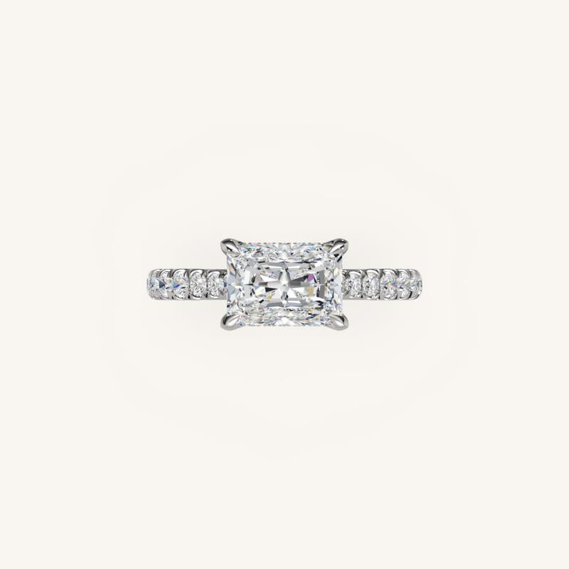The Solienne – Cathedral Solitaire Hidden Halo Engagement Ring (E-W)