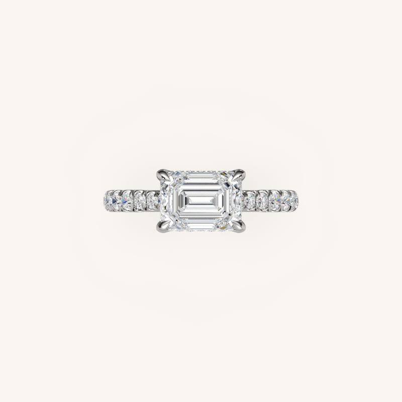 The Solienne – Cathedral Solitaire Hidden Halo Engagement Ring (E-W)