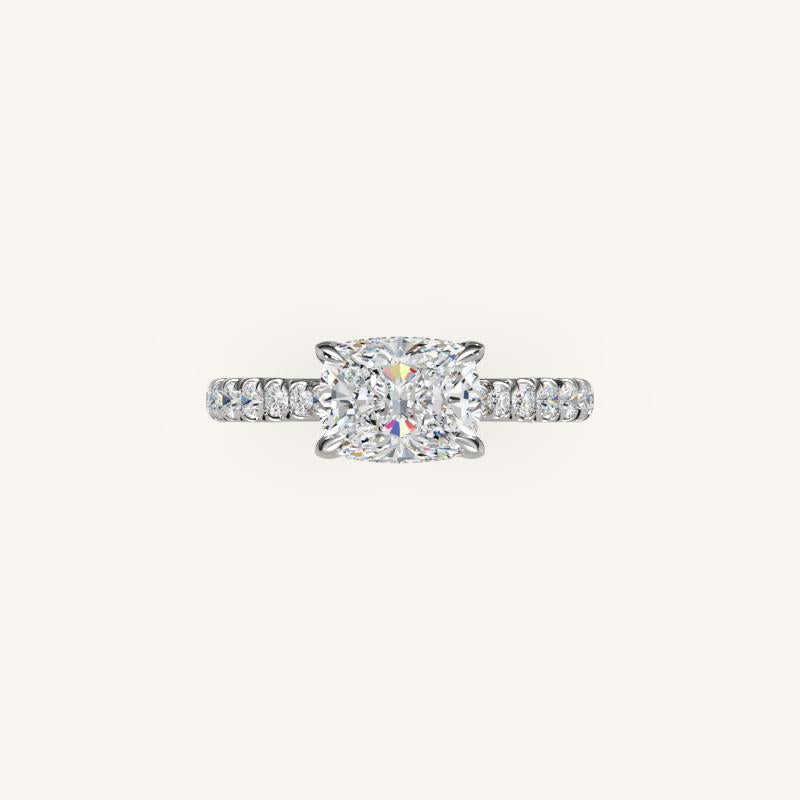 The Solienne – Cathedral Solitaire Hidden Halo Engagement Ring (E-W)
