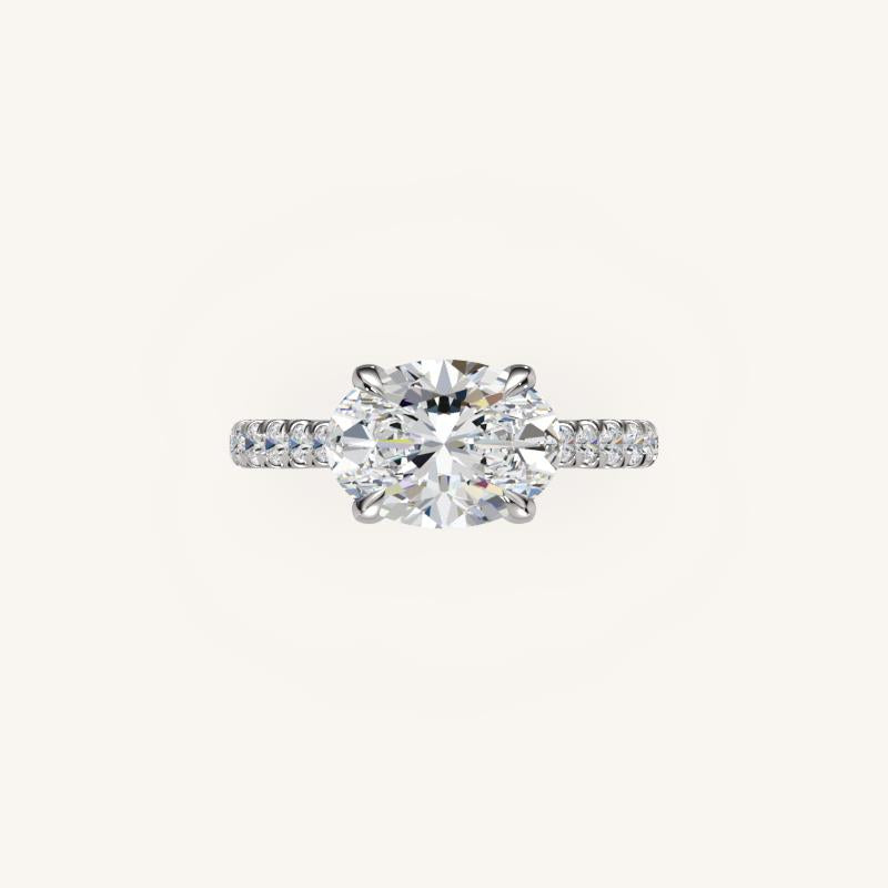 The Solienne – Cathedral Solitaire Hidden Halo Engagement Ring (E-W)