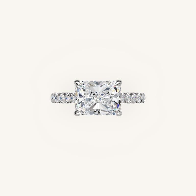 The Solienne – Cathedral Solitaire Hidden Halo Engagement Ring (E-W)