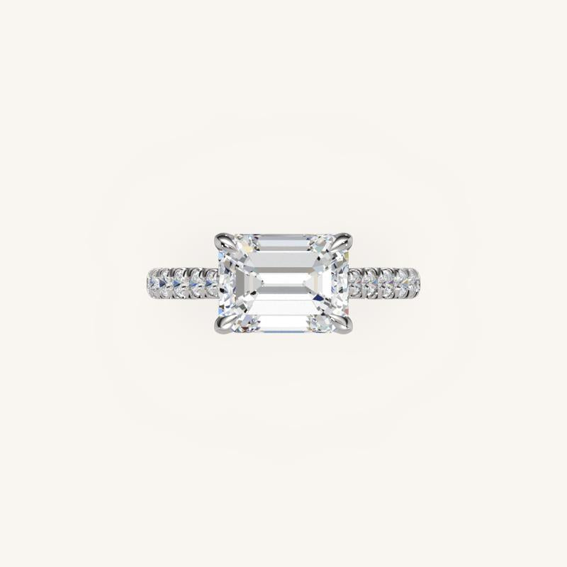 The Solienne – Cathedral Solitaire Hidden Halo Engagement Ring (E-W)