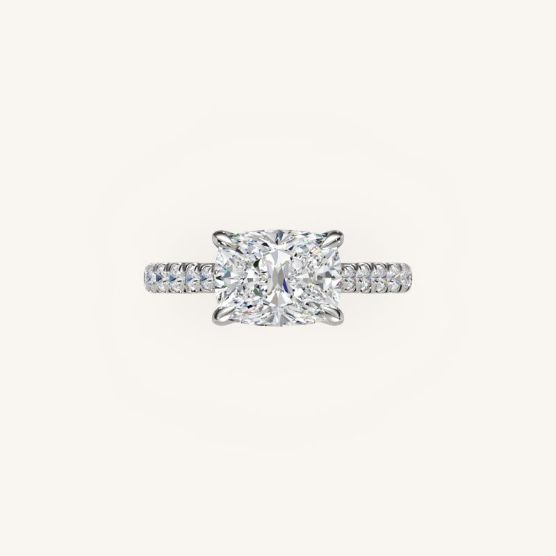 The Solienne – Cathedral Solitaire Hidden Halo Engagement Ring (E-W)