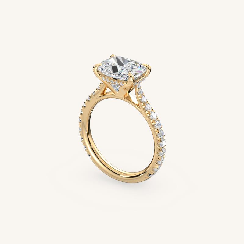 The Solienne – Cathedral Solitaire Hidden Halo Engagement Ring (E-W)