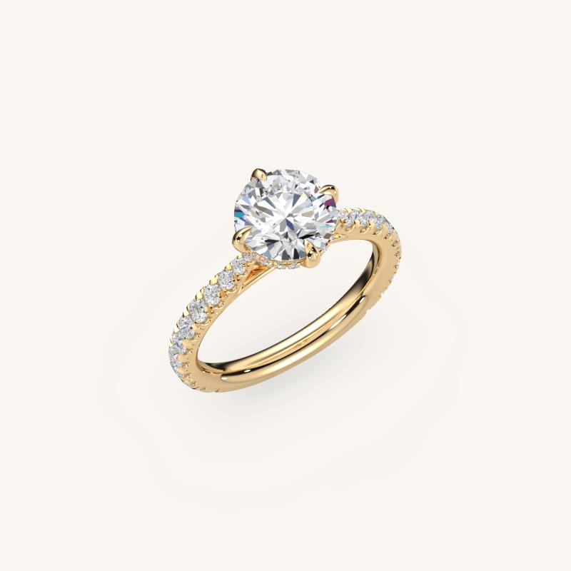 The Solienne – Cathedral Solitaire Hidden Halo Engagement Ring (E-W)