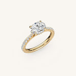 Load image into Gallery viewer, The Solienne – Cathedral Solitaire Hidden Halo Engagement Ring (E-W)
