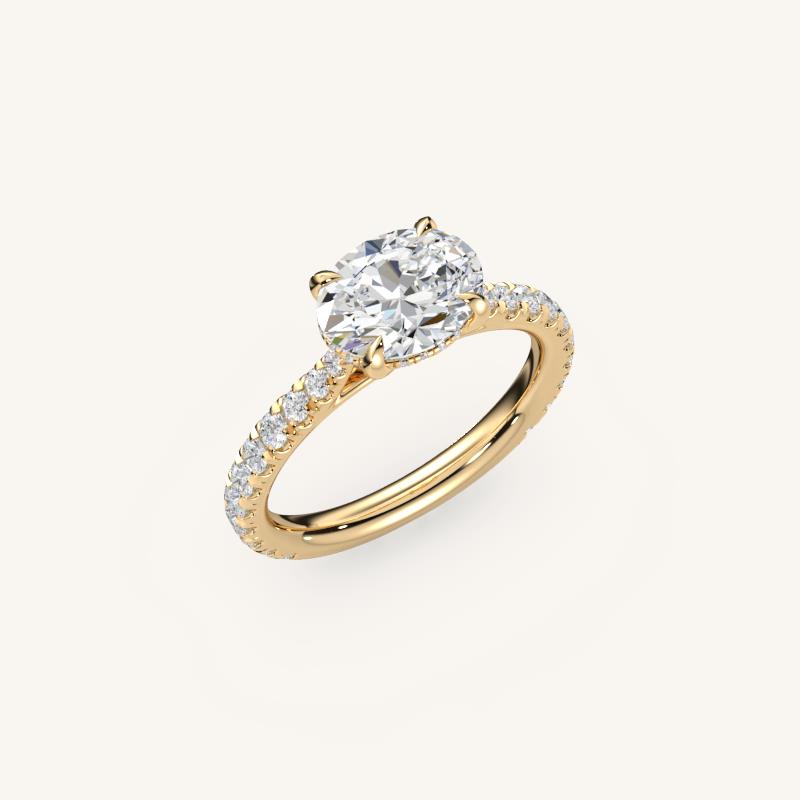 The Solienne – Cathedral Solitaire Hidden Halo Engagement Ring (E-W)