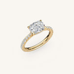 Load image into Gallery viewer, The Solienne – Cathedral Solitaire Hidden Halo Engagement Ring (E-W)
