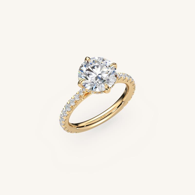 The Solienne – Cathedral Solitaire Hidden Halo Engagement Ring (E-W)