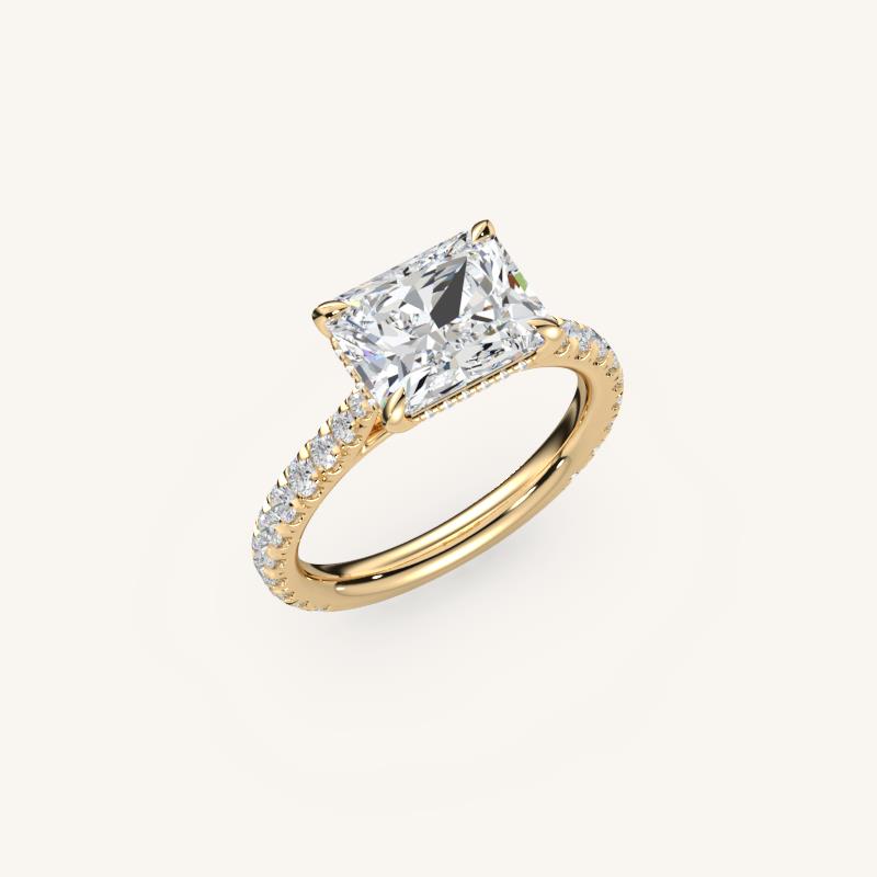 The Solienne – Cathedral Solitaire Hidden Halo Engagement Ring (E-W)