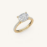 Load image into Gallery viewer, The Solienne – Cathedral Solitaire Hidden Halo Engagement Ring (E-W)
