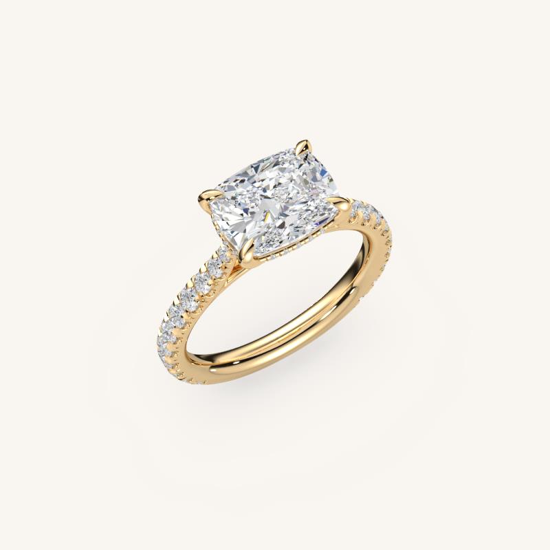 The Solienne – Cathedral Solitaire Hidden Halo Engagement Ring (E-W)