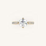 Load image into Gallery viewer, The Solienne – Cathedral Solitaire Hidden Halo Engagement Ring (E-W)
