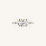 Load image into Gallery viewer, The Solienne – Cathedral Solitaire Hidden Halo Engagement Ring (E-W)
