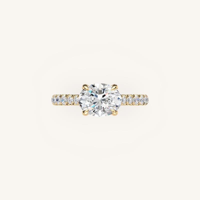 The Solienne – Cathedral Solitaire Hidden Halo Engagement Ring (E-W)