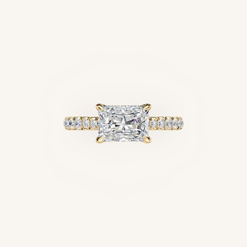 The Solienne – Cathedral Solitaire Hidden Halo Engagement Ring (E-W)