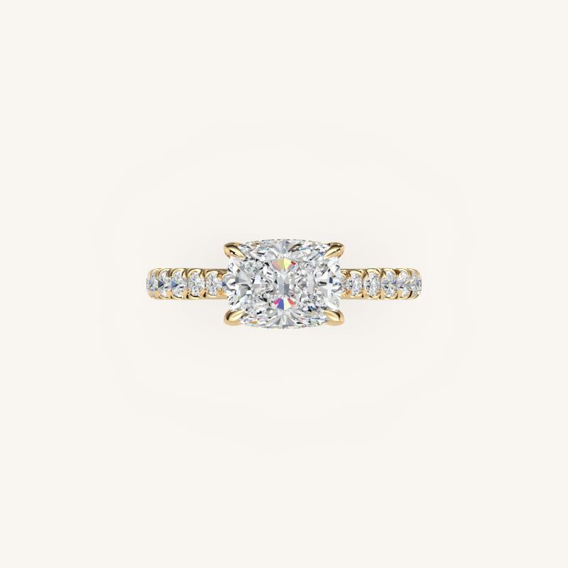The Solienne – Cathedral Solitaire Hidden Halo Engagement Ring (E-W)