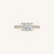 The Solienne – Cathedral Solitaire Hidden Halo Engagement Ring (E-W)