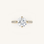 Load image into Gallery viewer, The Solienne – Cathedral Solitaire Hidden Halo Engagement Ring (E-W)
