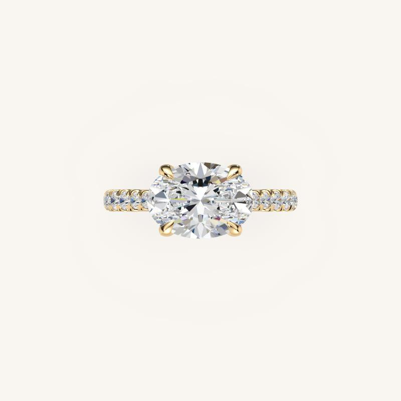 The Solienne – Cathedral Solitaire Hidden Halo Engagement Ring (E-W)