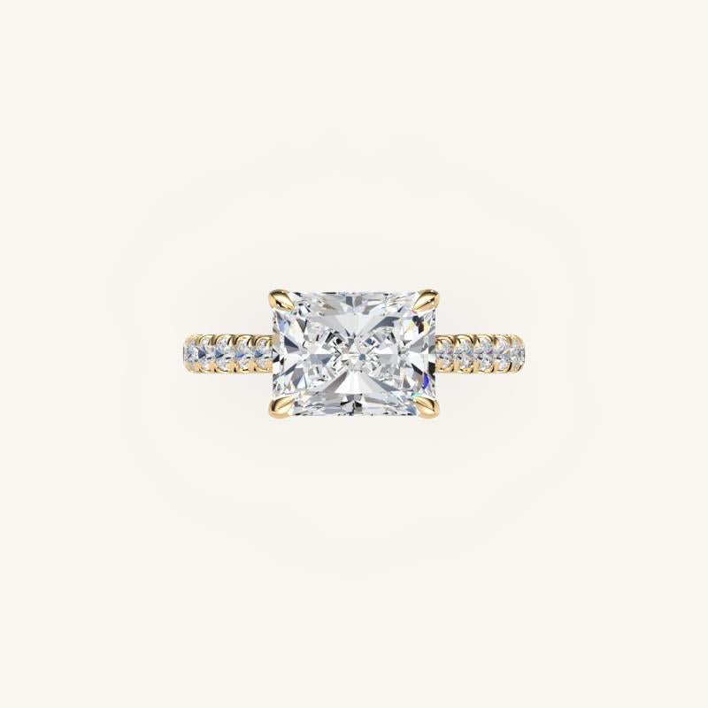 The Solienne – Cathedral Solitaire Hidden Halo Engagement Ring (E-W)