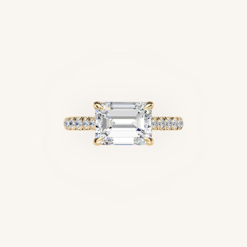 The Solienne – Cathedral Solitaire Hidden Halo Engagement Ring (E-W)