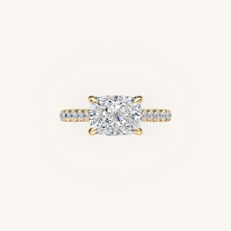 The Solienne – Cathedral Solitaire Hidden Halo Engagement Ring (E-W)