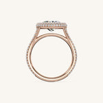 Load image into Gallery viewer, The Lunea – Floating Bezel Solitaire Solara Halo Engagement Ring (E-W) with ¾ Diamond Shank
