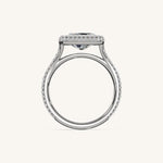 Load image into Gallery viewer, The Lunea – Floating Bezel Solitaire Solara Halo Engagement Ring (E-W) with ¾ Diamond Shank
