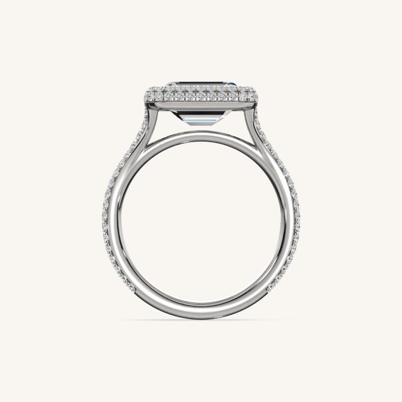 The Lunea – Floating Bezel Solitaire Solara Halo Engagement Ring (E-W) with ¾ Diamond Shank