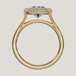 Load and play video in Gallery viewer, The Lunea – Floating Bezel Solitaire Solara Halo Engagement Ring
